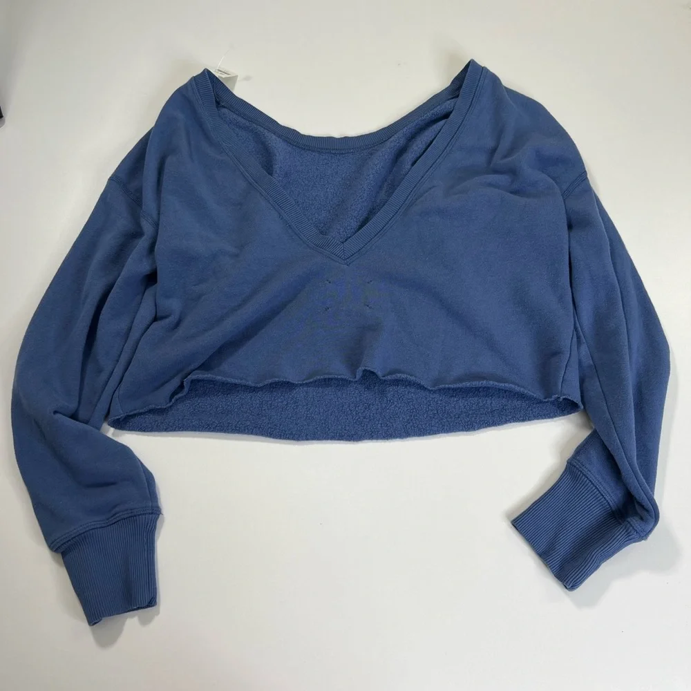 aerie OFFLINE Open Back Sweatshirt Blue New With Tags Size Small - Picture 5 of 11